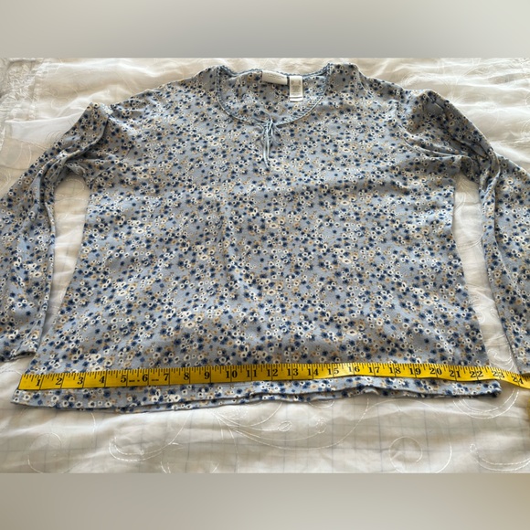 Liz Claiborne XL Light Blue Long Sleeve Floral Print Top - Picture 5 of 12